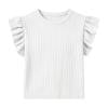 Chiccall Summer Girls Tank Tops Ribbed Solid Color Casual Comfy Sleeveless T Shirts Round Neck Ruffle Sleeve Thick Strap Undershirts Fashion Shirts for Kids