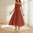thumbnail image 1 of Chiccall Summer Maxi Dress Spaghetti Strap Sleeveless Square Neck Ruffle A Line Smocked Beach Mini Sundress Brown XL, 1 of 8