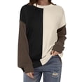 thumbnail image 1 of Chiccall Sweatshirt for Women Fall Crew Neck Long Sleeve Color Block Casual Loose Pullover Top Black XXXL, 1 of 3