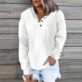thumbnail image 1 of Chiccall Sweatshirts for Women Plus Size Long Sleeve V Neck Embroidered Eyelet Drawstring Button Pullover Hooded Tops White M, 1 of 4