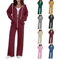 thumbnail image 1 of Chiccall Sweatsuits for Women 2 Piece Outfits Zip Up Hoodie Sweatshirt and Baggy Sweatpants Set Fall Long Sleeve Tracksuit, 1 of 10