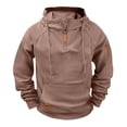 thumbnail image 1 of Chiccall Fleece Hoodies for Men Quarter Zip Stand Collar Drawstring Hooded Sweatshirts Outdoor Pullover Workout Cargo Hoodies with Pockets, 1 of 6