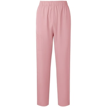 Chiccall Straight Leg Scrub Pants for Women with Pocket High Rise Classic Elastic Waist Nursing Worker Scrub Pants