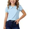 Chiccall Toddler Girls Peter Pan Collar Shirt Puff Short Sleeve T-Shirt Basic Trendy Ruffle Blouse Kids Solid Color Tee Casual Comfy Loose Holiday Cute Tops 0-8 Y