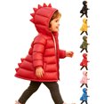 thumbnail image 1 of Chiccall Toddler Kids Cute Dinosaur Quilted Winter Coat Boys Girls Hooded Zip Padded Jacket Outerwear for Boys Girls Red 7-8 Years, 1 of 10