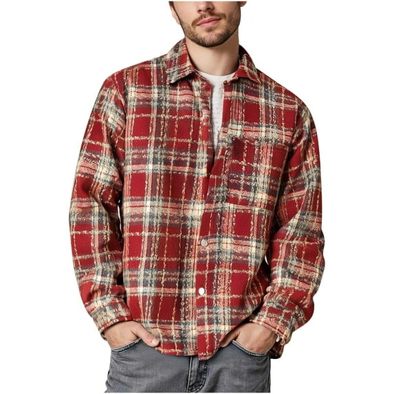 Chiccall Vintage Plaid Sweaters for Men Thick Knitted Lapel Plaid Jackets Plus Size Fall Winter Warm Button Down Coat with Pocket