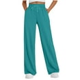 thumbnail image 1 of Chiccall Wide Leg Sweatpants Women Drawstring High Waisted Joggers Pants with Pockets Straight Leg Trouser Mint Green M, 1 of 6