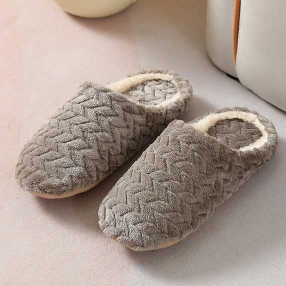 Chiccall Winter Warm Slippers, Comfy Rhombus Pattern Faux Fur House Shoes Fuzzy Slip on Bedroom Shoes Cozy Indoor House Slippers for Women and Girls,on Clearance