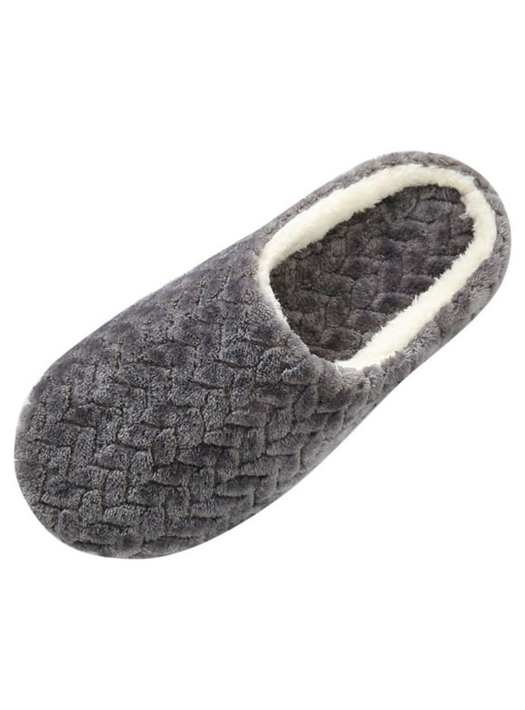 Chiccall Winter Warm Slippers, Comfy Rhombus Pattern Faux Fur House Shoes Scuff Memory Foam Slip on Anti-Skid Sole Indoor Outdoor House Slippers for Women and Girls,on Clearance