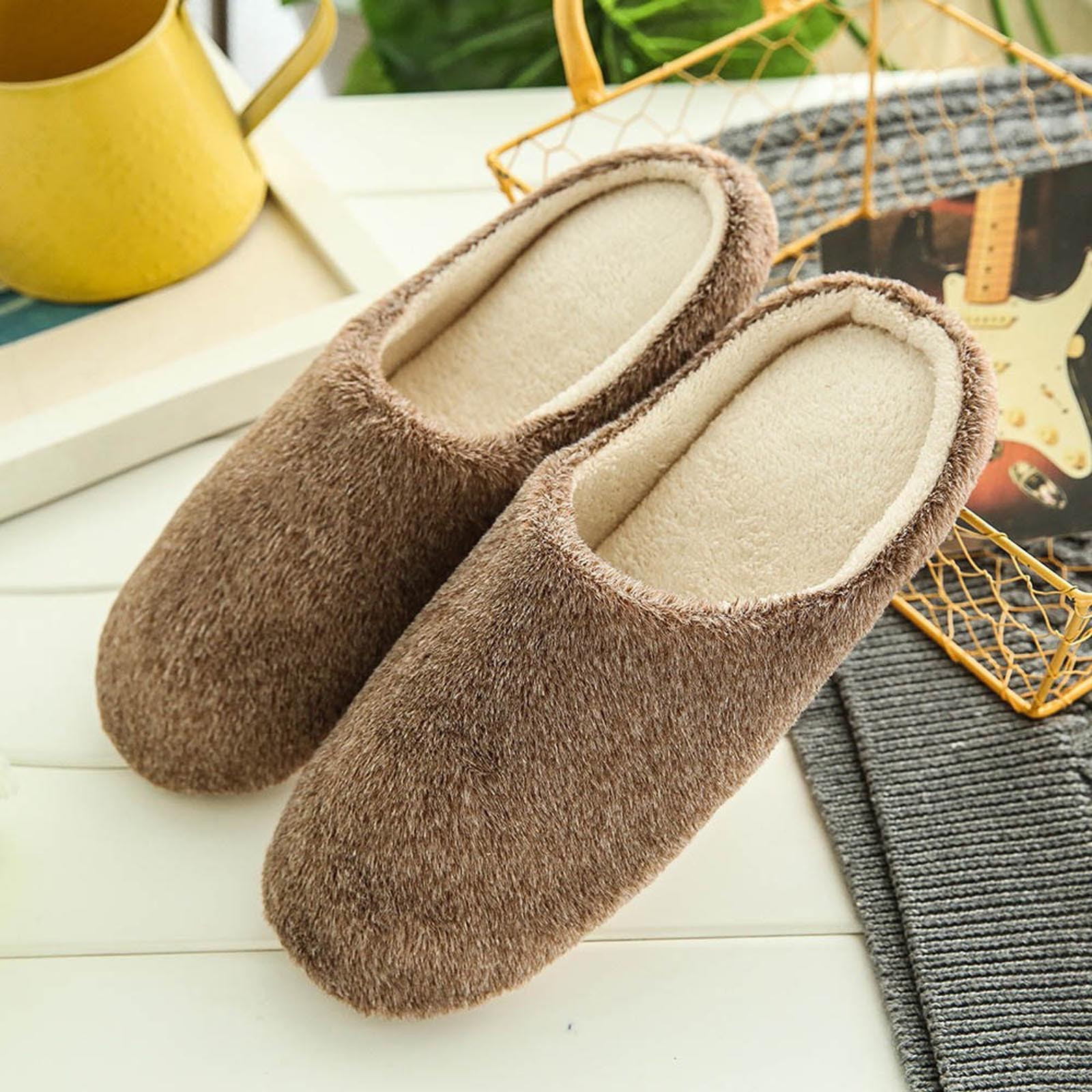 Chiccall Winter Warm Slippers, Comfy Solid Fuzzy Slippers Faux Fur ...