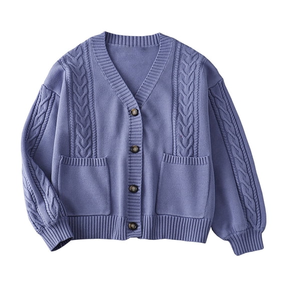 Chiccall Women Cardigan Sweaters V-Neck Button Down Long Sleeve Hoodless Tops Knit Open Front Sweater Outerwear with Pockets Purple S