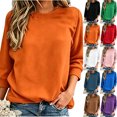 thumbnail image 1 of Chiccall Women Crew Neck 3/4 Sleeve Sweatshirt Drop Shoulder Oversized Loose Casual Pullover Top, 1 of 6