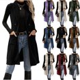 thumbnail image 1 of Chiccall Women Long Lapel Corduroy Sleeveless Vest, Fashion Fashion Solid Double‑Breasted Button‑Up Waistcoat With Side Pockets Casual Outerwear, 1 of 10