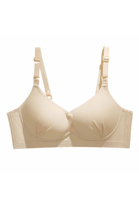 Women Nursing Maternity Bra Ribbed Textured Clip Cups Adjustable Multi Position Shoulder Straps Unwired Gentle Support for Postpartum Breastfeeding Daily Household Care