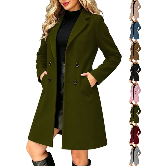 Chiccall Women Winter Wool Coat Notch Lapel Mid Long Peacoat