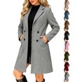 thumbnail image 1 of Chiccall Women Winter Wool Coat Notch Lapel Mid Long Peacoat, 1 of 8