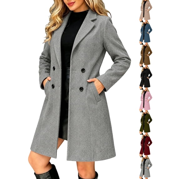 Chiccall Women Winter Wool Coat Notch Lapel Mid Long Peacoat