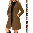 thumbnail image 1 of Chiccall Women Winter Wool Coat Notch Lapel Mid Long Peacoat, 1 of 9