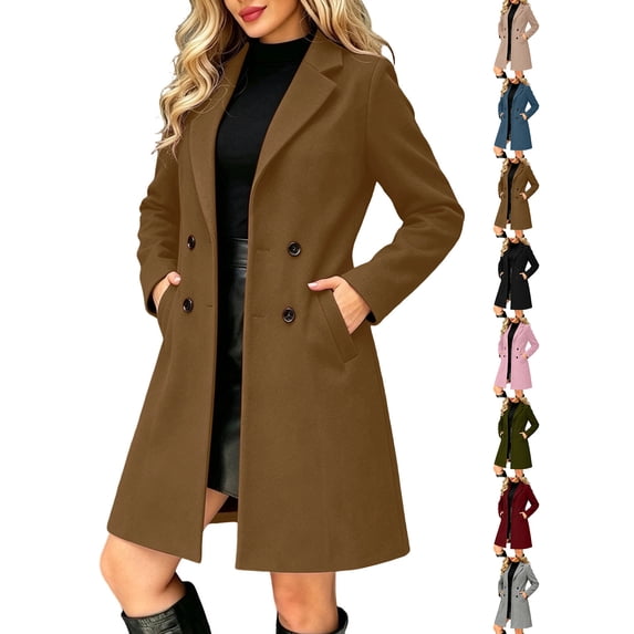 Chiccall Women Winter Wool Coat Notch Lapel Mid Long Peacoat