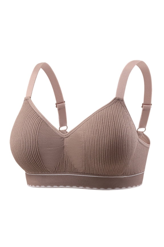 Women Wireless Ribbed Knit Bra Contrast Scalloped Bottom Hem Adjustable Fine Shoulder Straps Light Padded Cups Gentle Support for Lounge and Low Activity Tshirt Bra