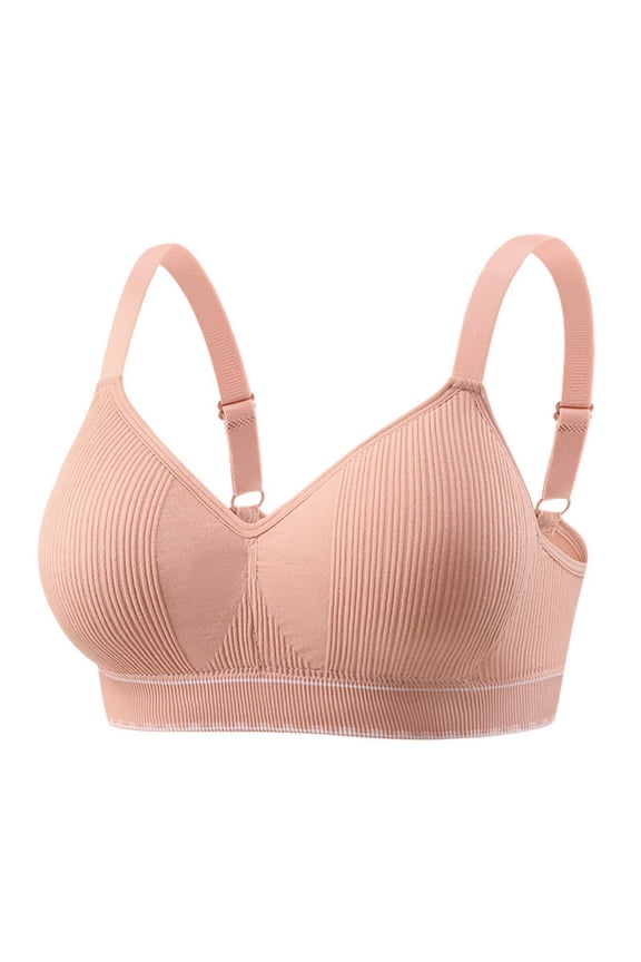 Women Wireless Ribbed Knit Bra Contrast Scalloped Bottom Hem Adjustable Fine Shoulder Straps Light Padded Cups Gentle Support for Lounge and Low Activity Tshirt Bra