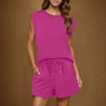 thumbnail image 1 of Chiccall Women's 2 Piece Outfits 2025 Summer Short Lounge Set Casual Beach Vacation Outfits Spring Sweatsuits Tracksuit Hot Pink XXL, 1 of 9