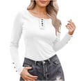 thumbnail image 1 of Chiccall Women's Boat Neck Long Sleeve Shirts Knit Ribbed Buttons Sweaters Fall Fashion Cute Solid Going Out Tops, 1 of 5