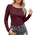 thumbnail image 1 of Chiccall Women's Boat Neck Long Sleeve Shirts Knit Ribbed Buttons Sweaters Fall Fashion Cute Solid Going Out Tops, 1 of 5