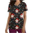 thumbnail image 1 of Up to 65 off!Chiccall Women's Christmas Costume V-Neck Short Sleeve Nursing Uniform Xmas Santa Gifts Snowman Candy Canes Printed Workwear Holiday Graphic Tees Blouse Scrubs Tops with Pockets, 1 of 5