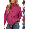 thumbnail image 1 of Chiccall Women's Cotton Padded Jacket, Long Sleeve Winter Casual Quilted Coat with Pockets, Lightweight Warm Outerwear Hot Pink XL, 1 of 8