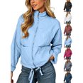 thumbnail image 1 of Chiccall Women's Cotton Padded Jacket, Long Sleeve Winter Casual Quilted Coat with Pockets, Lightweight Warm Outerwear Sky Blue 2XL, 1 of 8