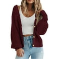 thumbnail image 1 of Chiccall Women's Fall Chunky Knit Cardigans Long Sleeve Button Open Front Sweater Button Loose Outerwear Coats Wine M, 1 of 5