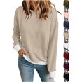 thumbnail image 1 of Chiccall Women's Fleece Crewneck Sweatshirt, Long Sleeve Loose Fit Pullover Casual Tops for Women, 1 of 9