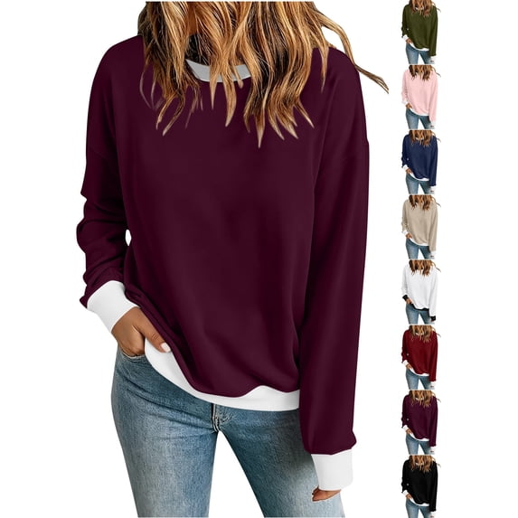 Chiccall Women's Fleece Crewneck Sweatshirt, Long Sleeve Loose Fit Pullover Casual Tops for Women