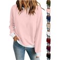 thumbnail image 1 of Chiccall Women's Fleece Crewneck Sweatshirt, Long Sleeve Loose Fit Pullover Casual Tops for Women, 1 of 9