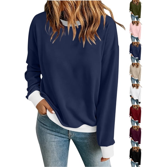 Chiccall Women's Fleece Crewneck Sweatshirt, Long Sleeve Loose Fit Pullover Casual Tops for Women