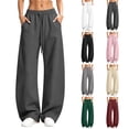 thumbnail image 1 of Chiccall Women's Fleece Lined Barrel Wide Leg Sweatpants Drawstring Elastic High Waist Jogger Pants Loose Thermal Loungewear, 1 of 10