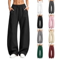 thumbnail image 1 of Chiccall Women's Fleece Lined Barrel Wide Leg Sweatpants Drawstring Elastic High Waist Jogger Pants Loose Thermal Loungewear, 1 of 10