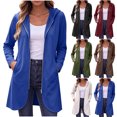thumbnail image 1 of Chiccall Women's Fleece Lined Longline Zip Up Hoodie Cardigan Drawstring Hood Mid-Length Oversized Long Sleeve Loose Sweat Coat with Side Pockets, 1 of 9