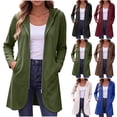 thumbnail image 1 of Chiccall Women's Fleece Lined Longline Zip Up Hoodie Cardigan Drawstring Hood Mid-Length Oversized Long Sleeve Loose Sweat Coat with Side Pockets, 1 of 9