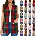 thumbnail image 1 of Chiccall Women's Floral Print Sleeveless Vest Cardigan Open Front V Neck Long Line Layering Waistcoat with Side Pockets, 1 of 8