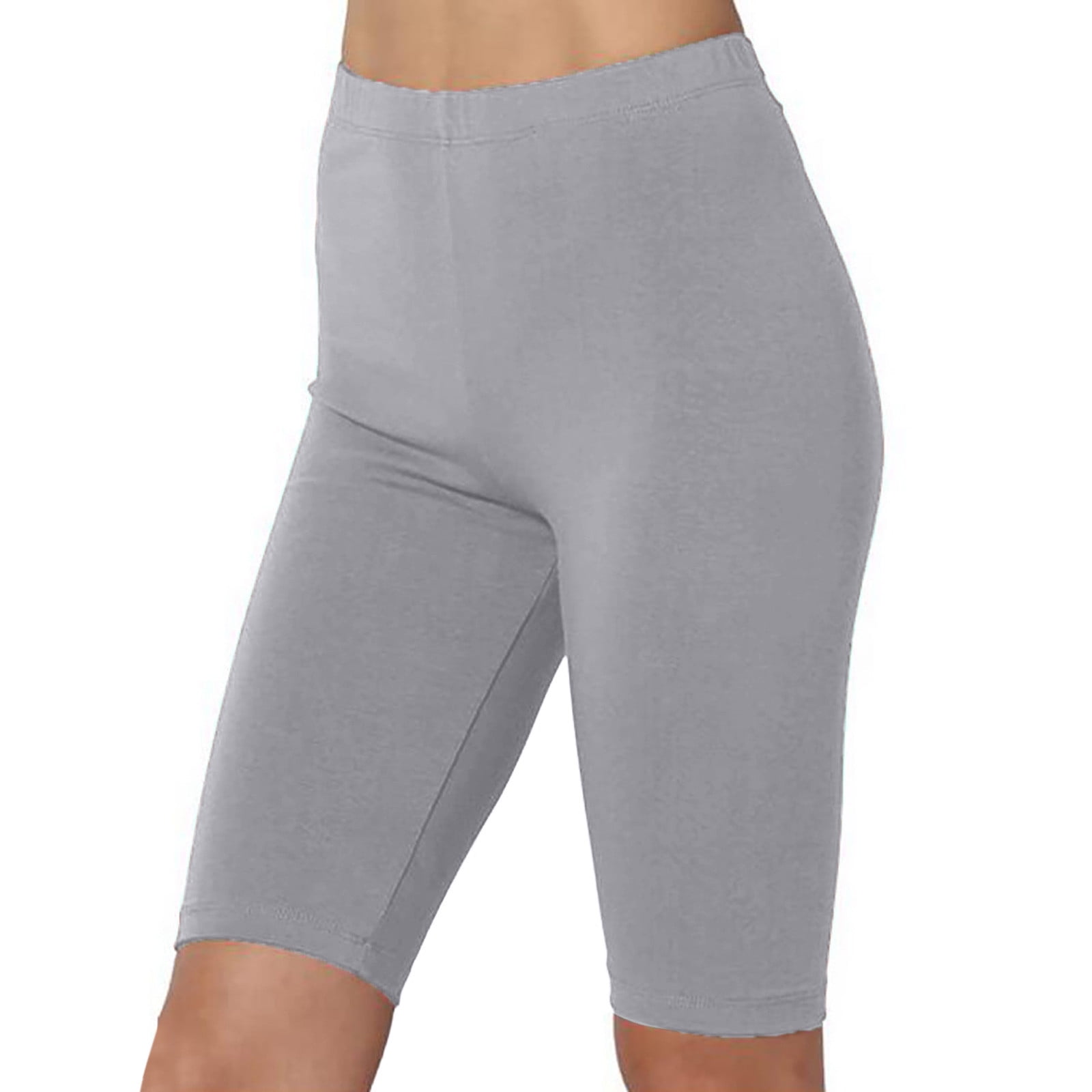 Womens Knee Length Shorts Spandex Stretch Yoga Active Workout