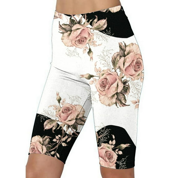 Chiccall Women's High Waist Biker Shorts Tummys Control Workout Gym Athletic Running Yoga Shorts Fashion Womens Yoga Leggings Fitness Running Gym Ladies Solid Sports Active Pants