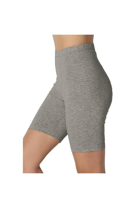 Chiccall Women's High Waist Tummy Control Stretchy Biker Shorts, Solid Color, Polyester, XXX-Large