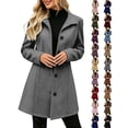 thumbnail image 1 of Chiccall Women's Lapel Wool‑Blend Trench Coat, Long‑Sleeve Button‑Down Mid‑Length Outerwear, Casual Fall Winter Fashion Overcoat for Women, 1 of 10