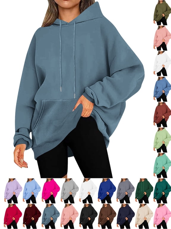 Women's Loose Fit Hoodies Plus Size Long Sleeve Hooded Sweatshirts Fall Winter Casual Oversized Pullover Tops 2025 Trendy Pocket Clothes