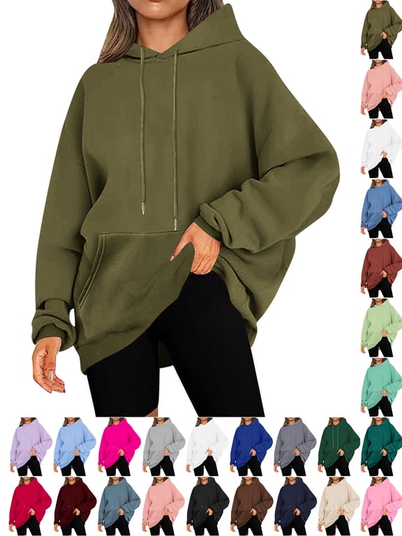 Women's Loose Fit Hoodies Plus Size Long Sleeve Hooded Sweatshirts Fall Winter Casual Oversized Pullover Tops 2025 Trendy Pocket Clothes