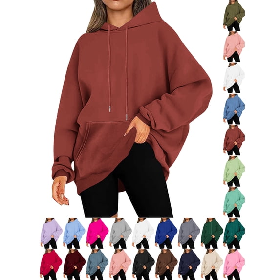 Chiccall Women's Loose Fit Hoodies Plus Size Long Sleeve Hooded Sweatshirts Fall Winter Casual Oversized Pullover Tops 2025 Trendy Pocket Clothes