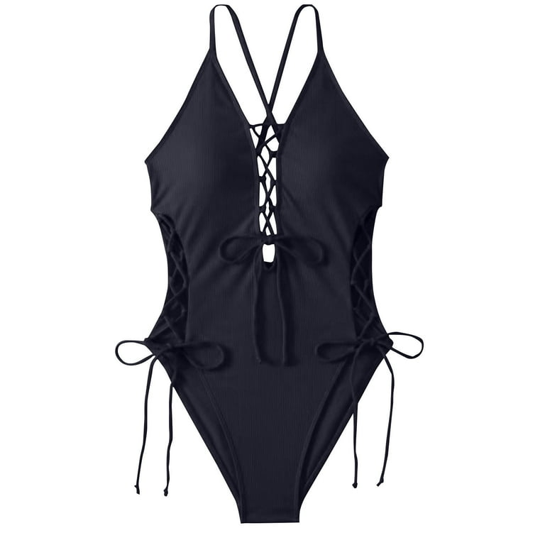 Chiccall Women's One Piece Backless Swimsuits Laced Up Adjustable Bikinis Bathing Suits Black L - Walmart.com Chiccall Women's One Piece Backless Swimsuits Laced Up Adjustable Bikinis Bathing Suits Black L - Walmart.com