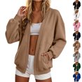 thumbnail image 1 of Chiccall Women's Open-Front Sweatshirt Jacket Oversized Solid Color Dropped Shoulders Long Sleeve Pockets Sweat Coat, 1 of 7